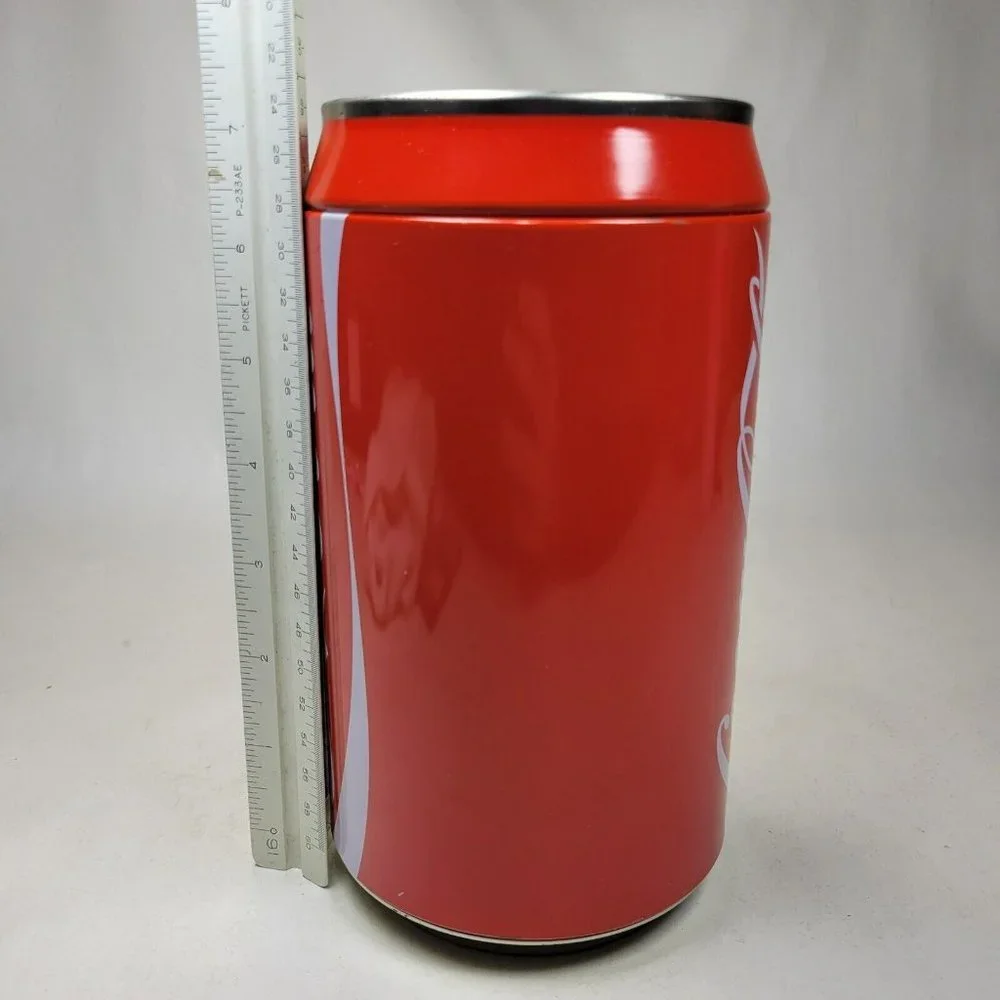Coca Cola Classic Coke 7.5” Large Tin Can Coin Bank With Slot